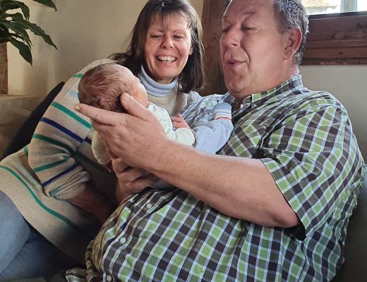 Simon Aylett with his daughter and granddaughter