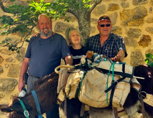murray with his guide and donkeys