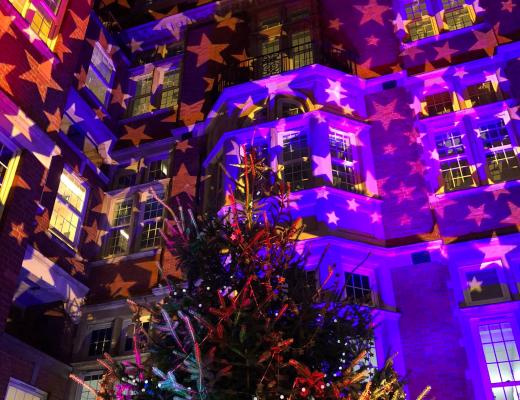 The Chelsea Christmas tree lit up with stars