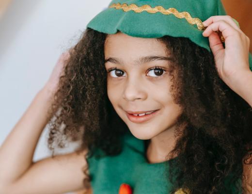 Girl in Christmas costume
