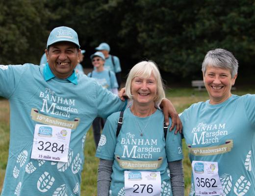 members of Team Marsden on the Banham Marsden March waving
