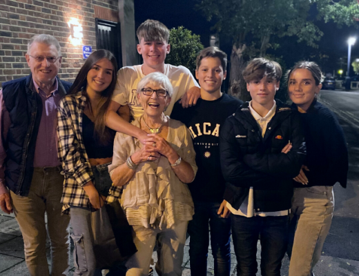 Jacky (centre) with her five grandchildren