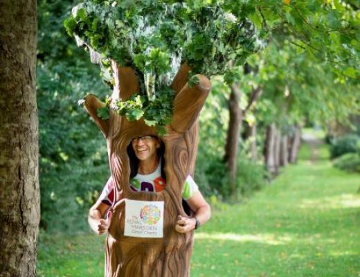 Rob running in an oak tree costume