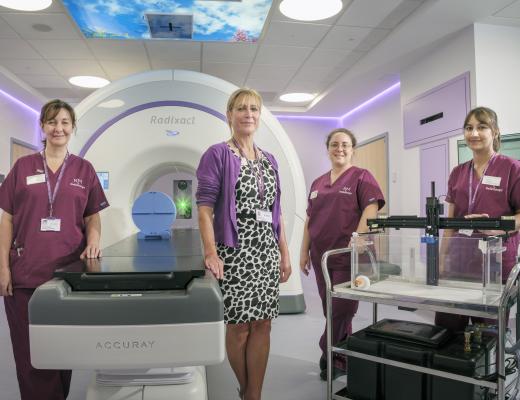 The Radixact linear acceleration (Linac) with staff from The Royal Marsden