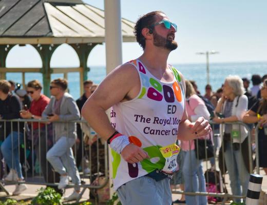 Royal Marsden runner with sea in background